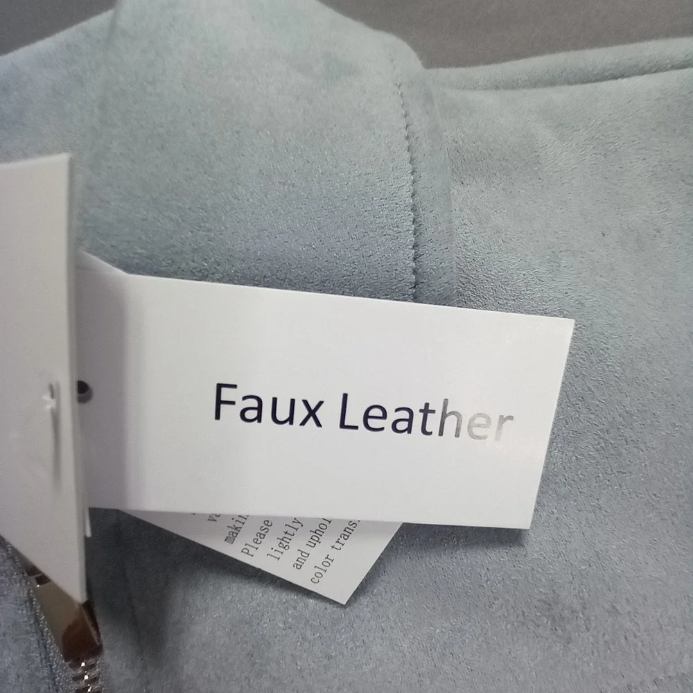NWT Magaschoni Womens Faux Suede Leather Zip Up Jacket Light Blue Small - Picture 5 of 11